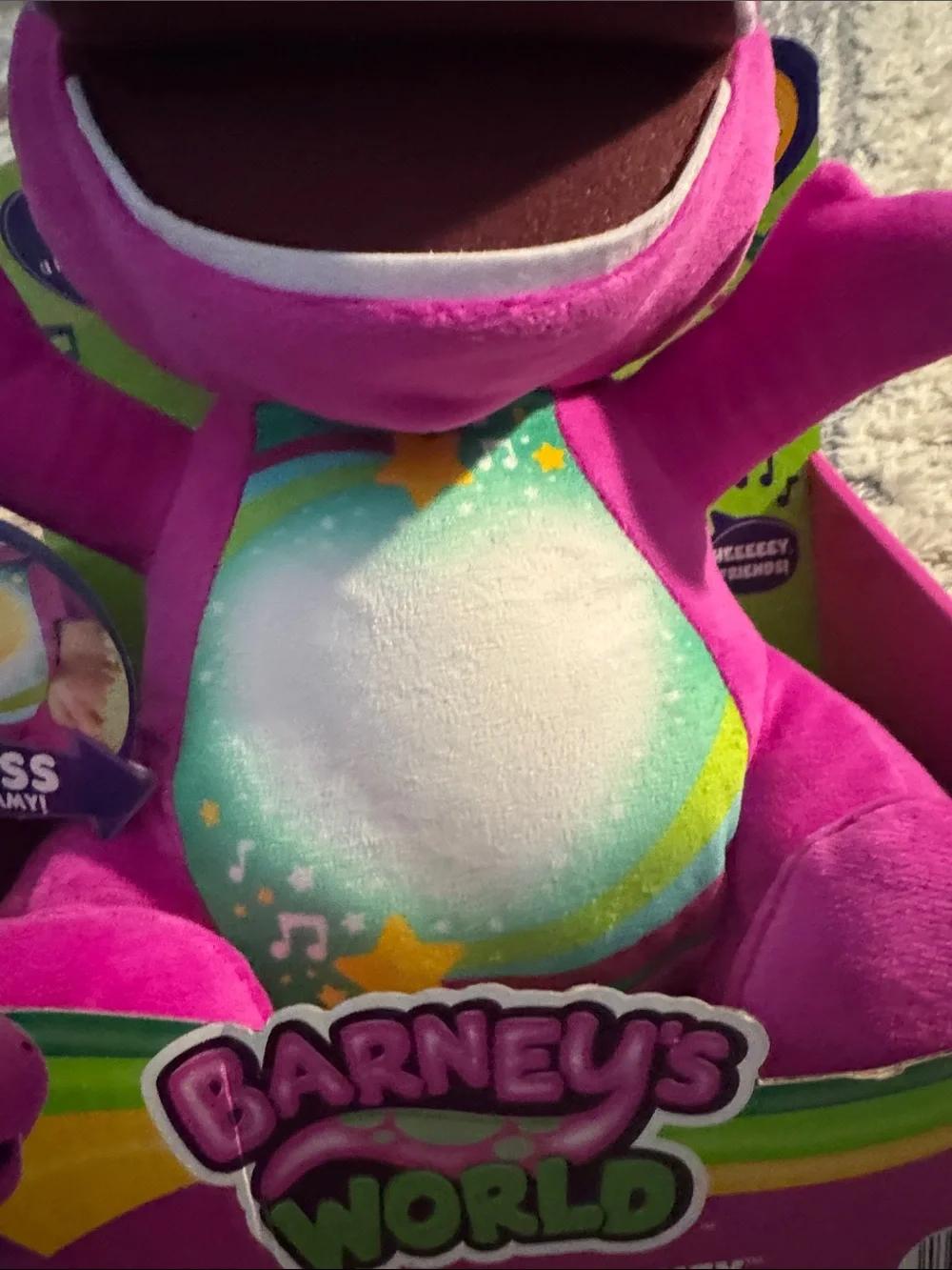 Fisher-Price  Barney Heart Glow Singing Plush - Purple and Green Block Figure